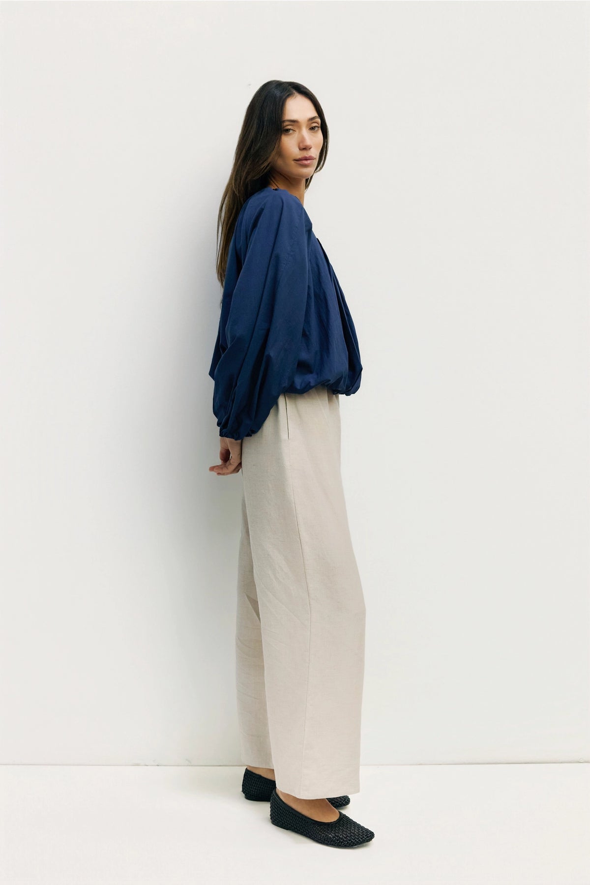 Mod Ref Jenna Navy Long Sleeve Bubble Top
