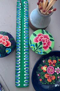 Namaste Hand Painted Navy Oval Trinket Dish