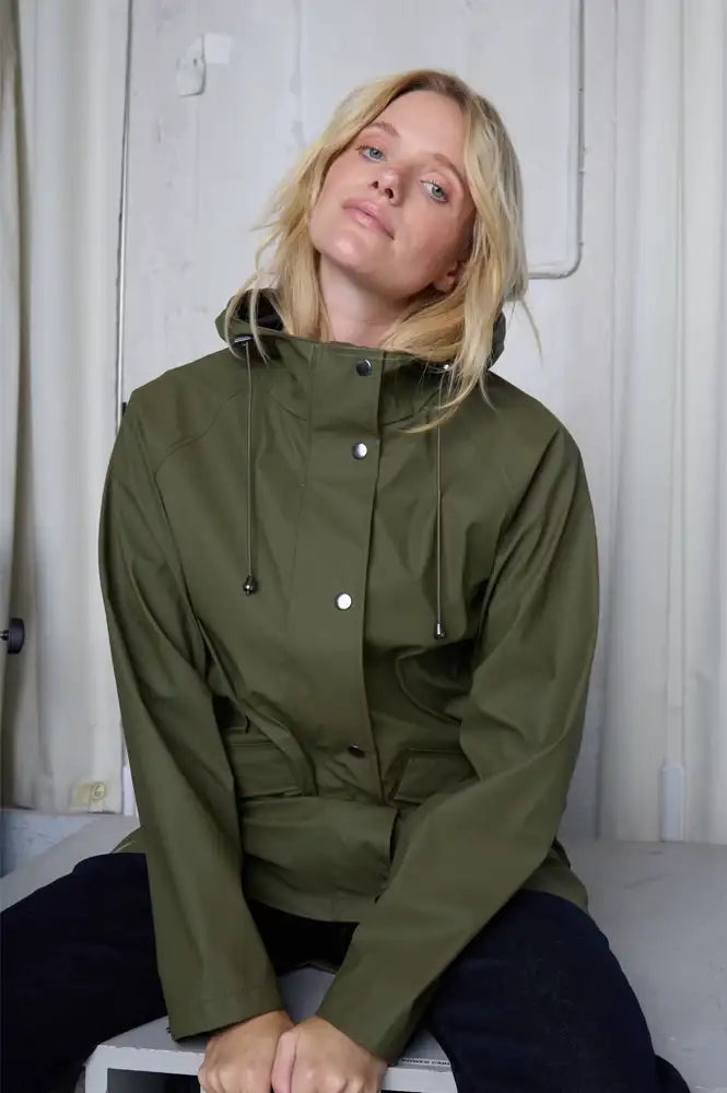 ICHI Tazi Kalamata Green Raincoat