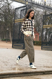 Sophie + Lucie Brown Trio Striped Boyfriend Jeans