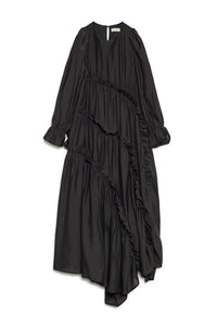 Ghospell Hestia Tiered Black Midi Dress
