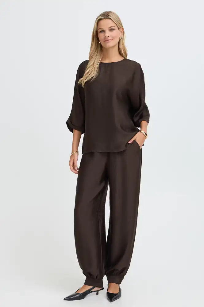 Fransa Kimmy Molé Brown Blouse - The Mercantile London