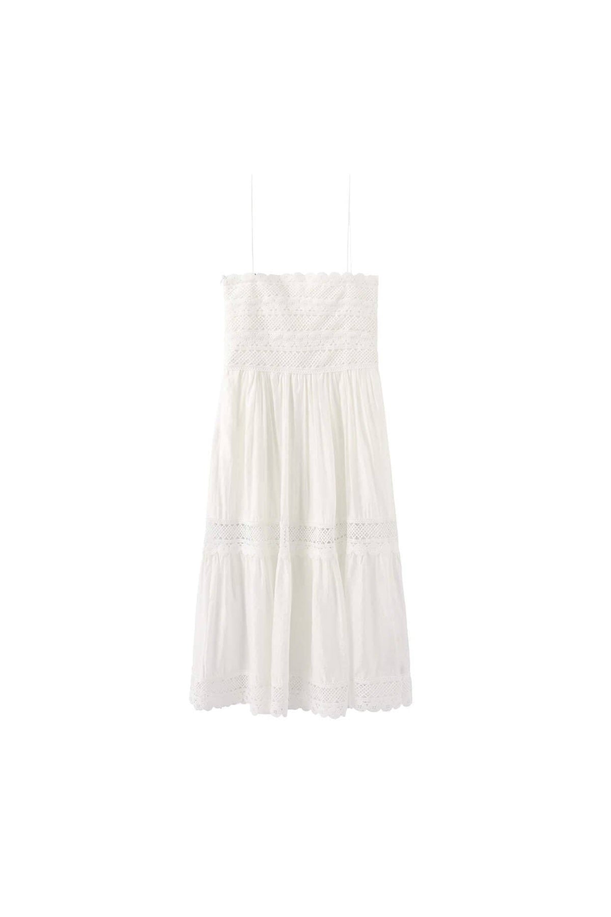 Crochet Lace Panelled Maxi Cami Dress: White / S - The Mercantile London