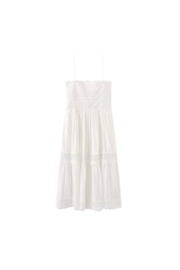 Crochet Lace Panelled Maxi Cami Dress: White / S - The Mercantile London