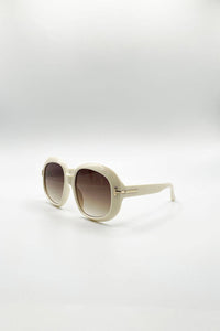 AFA Collective Oversized Bold Round Cream Sunglasses