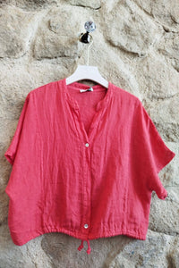 Linen & More Coral Button Down Blouse