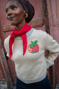 Stella Nova Soft Powder Apple Embroidered Wool Jumper - The Mercantile London