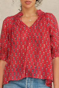 M.A.B.E Ari Red Print Blouse - The Mercantile London