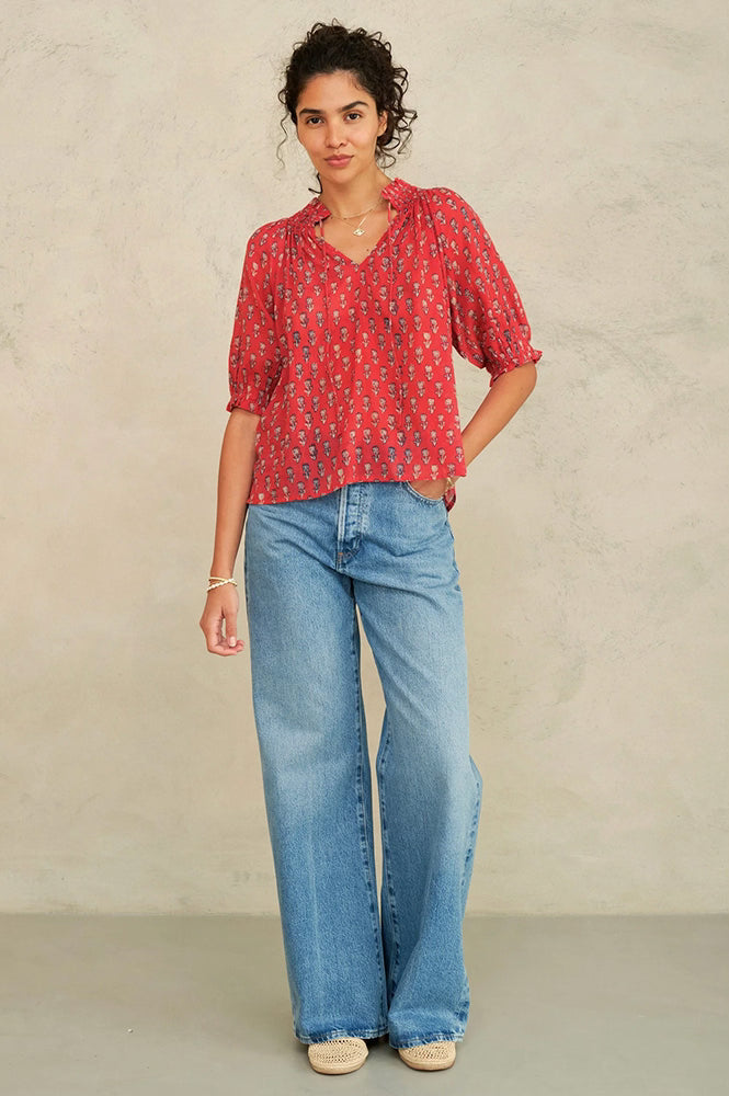 M.A.B.E Ari Red Print Blouse - The Mercantile London