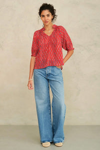 M.A.B.E Ari Red Print Blouse - The Mercantile London