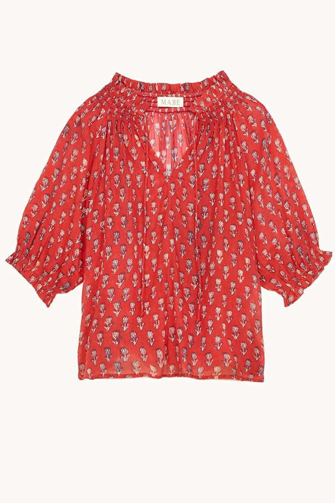 M.A.B.E Ari Red Print Blouse - The Mercantile London