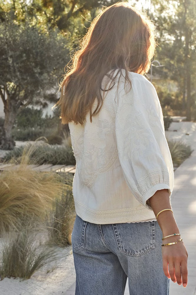 M.A.B.E Averi Embroidered Ivory Jacket - The Mercantile London