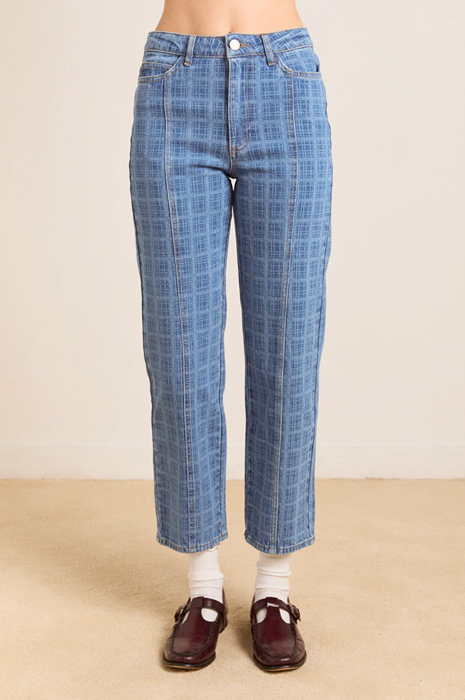 Damson Madder Tovie Laser Check Jeans - The Mercantile London