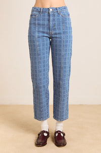 Damson Madder Tovie Laser Check Jeans - The Mercantile London
