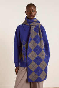 Damson Madder Saskia Slouchy Rugby Argyle Jumper - The Mercantile London