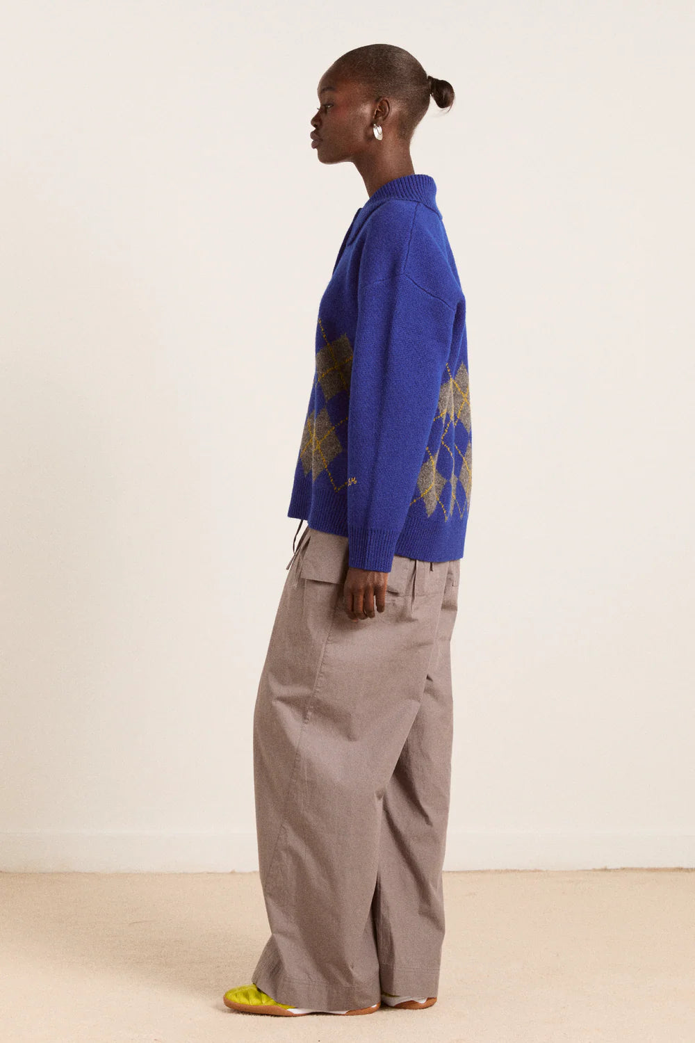 Damson Madder Saskia Slouchy Rugby Argyle Jumper - The Mercantile London