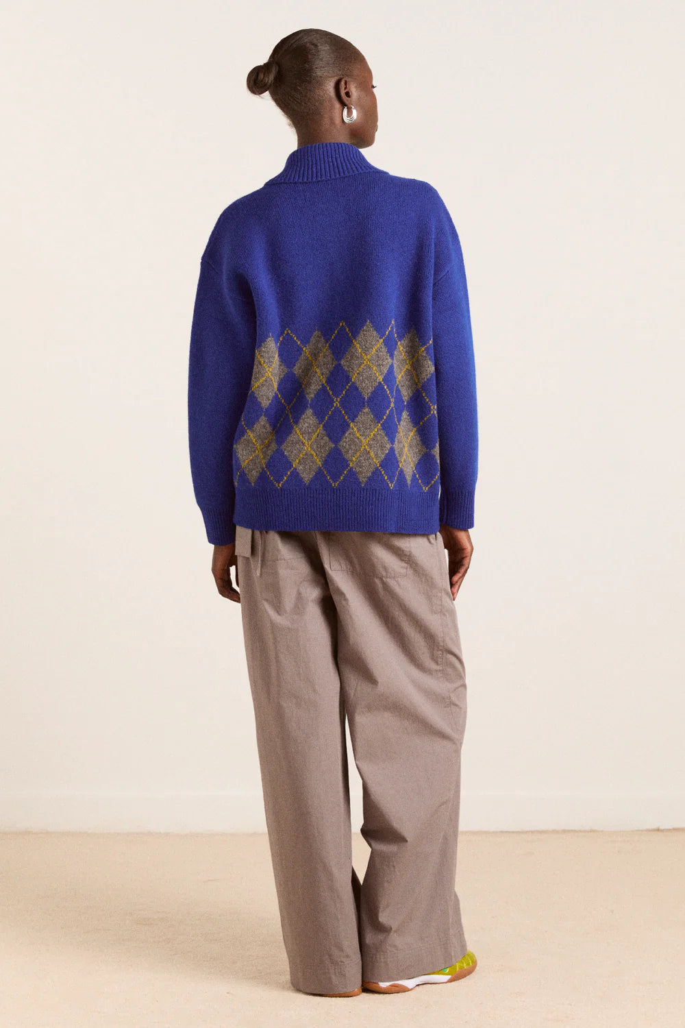 Damson Madder Saskia Slouchy Rugby Argyle Jumper - The Mercantile London