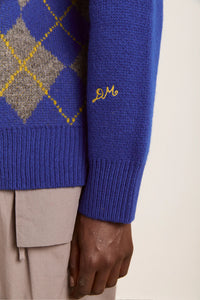 Damson Madder Saskia Slouchy Rugby Argyle Jumper - The Mercantile London