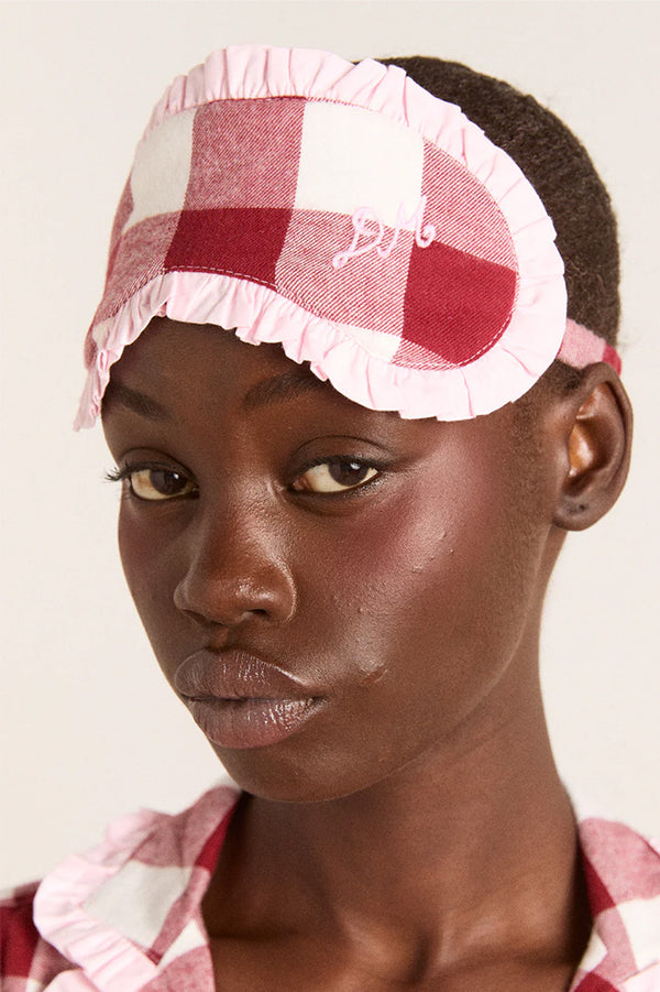Damson Madder PJ Pink Gingham Eye Mask - The Mercantile London
