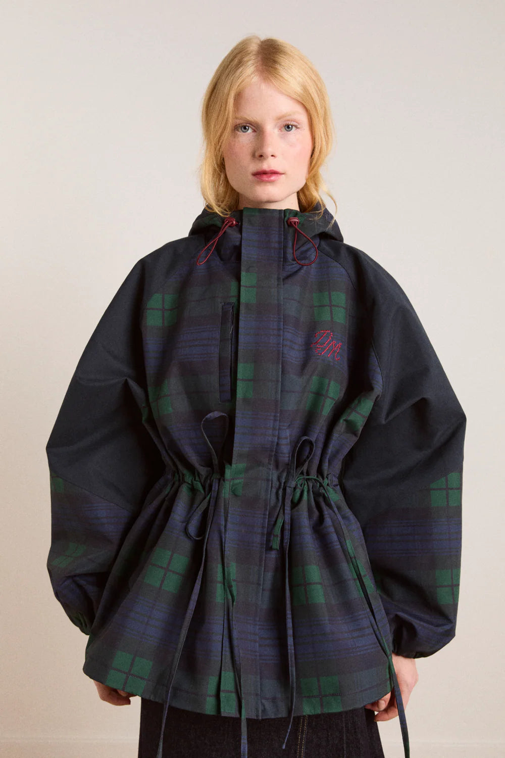 Damson Madder Liu Navy Check Raincoat - The Mercantile London