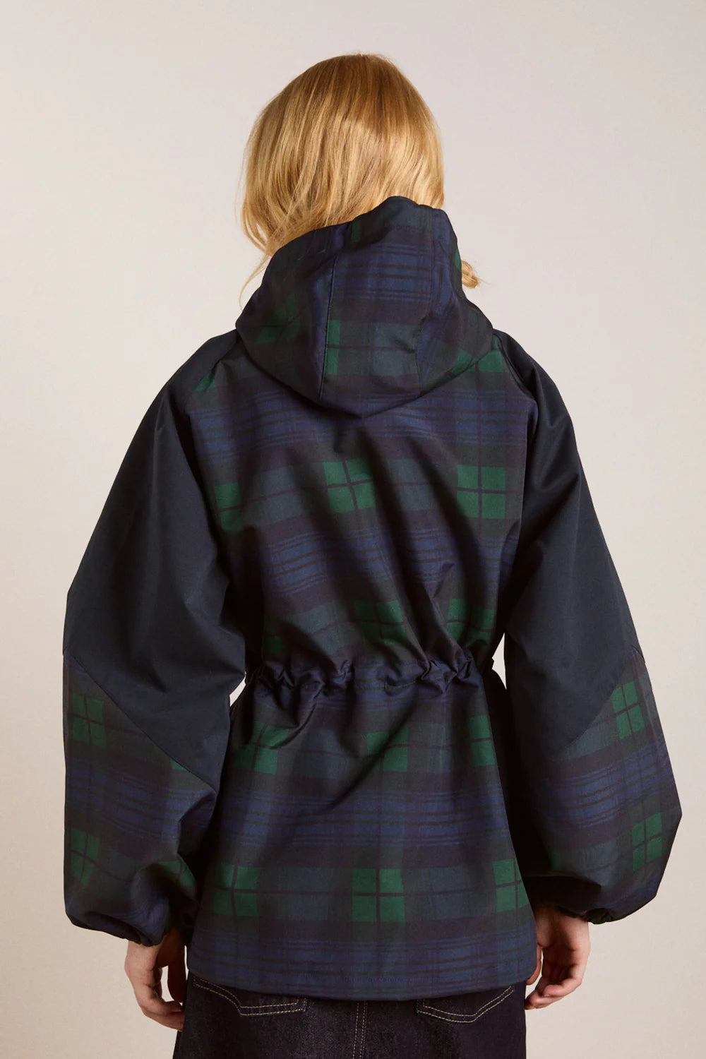 Damson Madder Liu Navy Check Raincoat - The Mercantile London