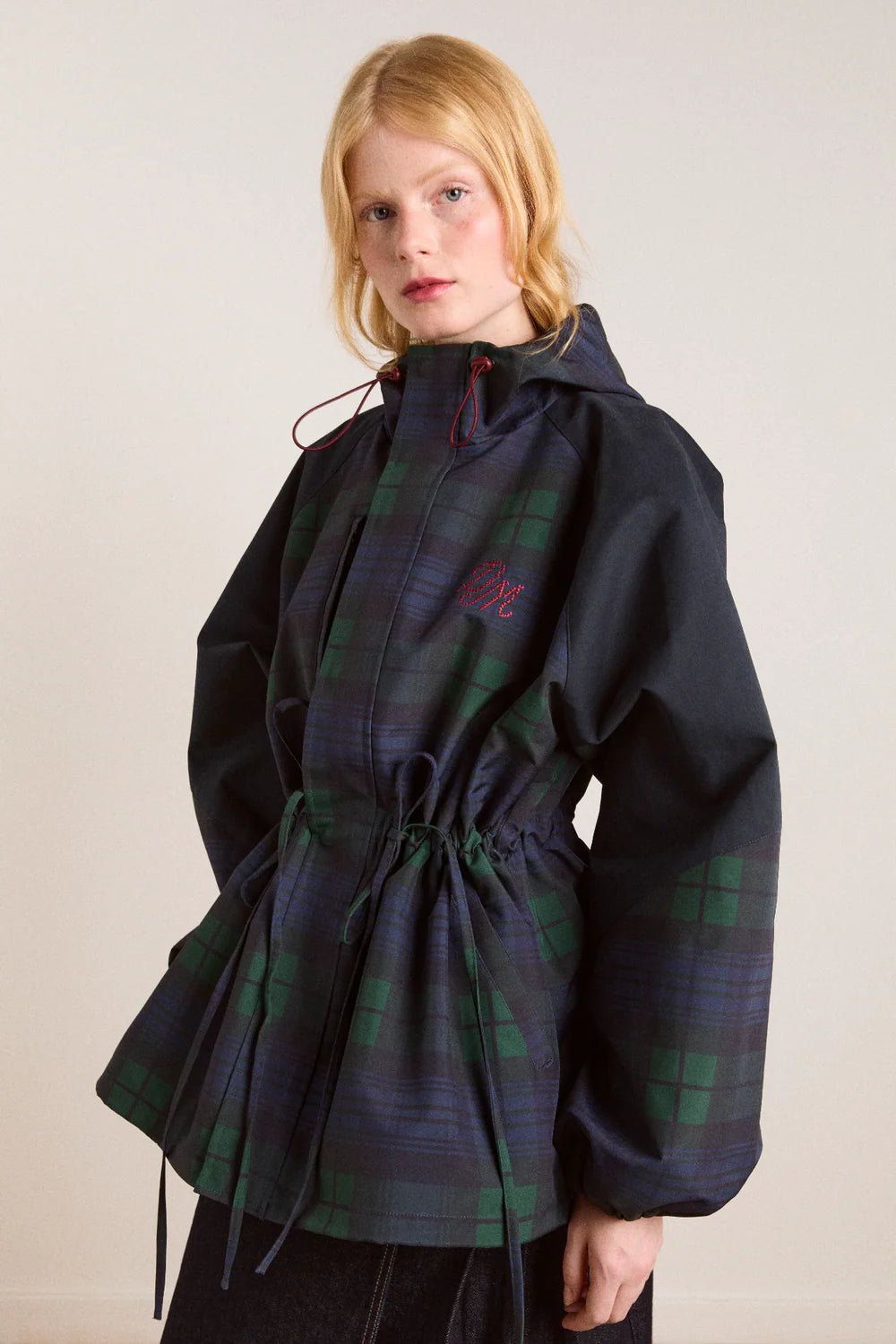 Damson Madder Liu Navy Check Raincoat - The Mercantile London