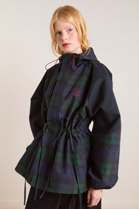 Damson Madder Liu Navy Check Raincoat - The Mercantile London