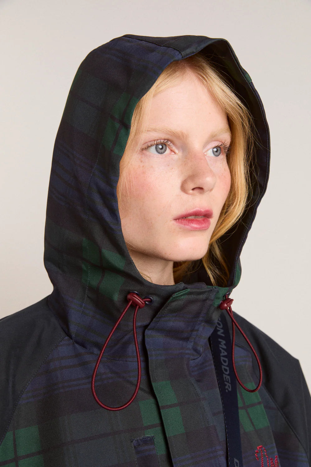 Damson Madder Liu Navy Check Raincoat - The Mercantile London
