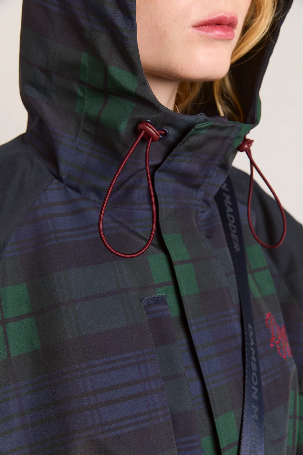 Damson Madder Liu Navy Check Raincoat - The Mercantile London