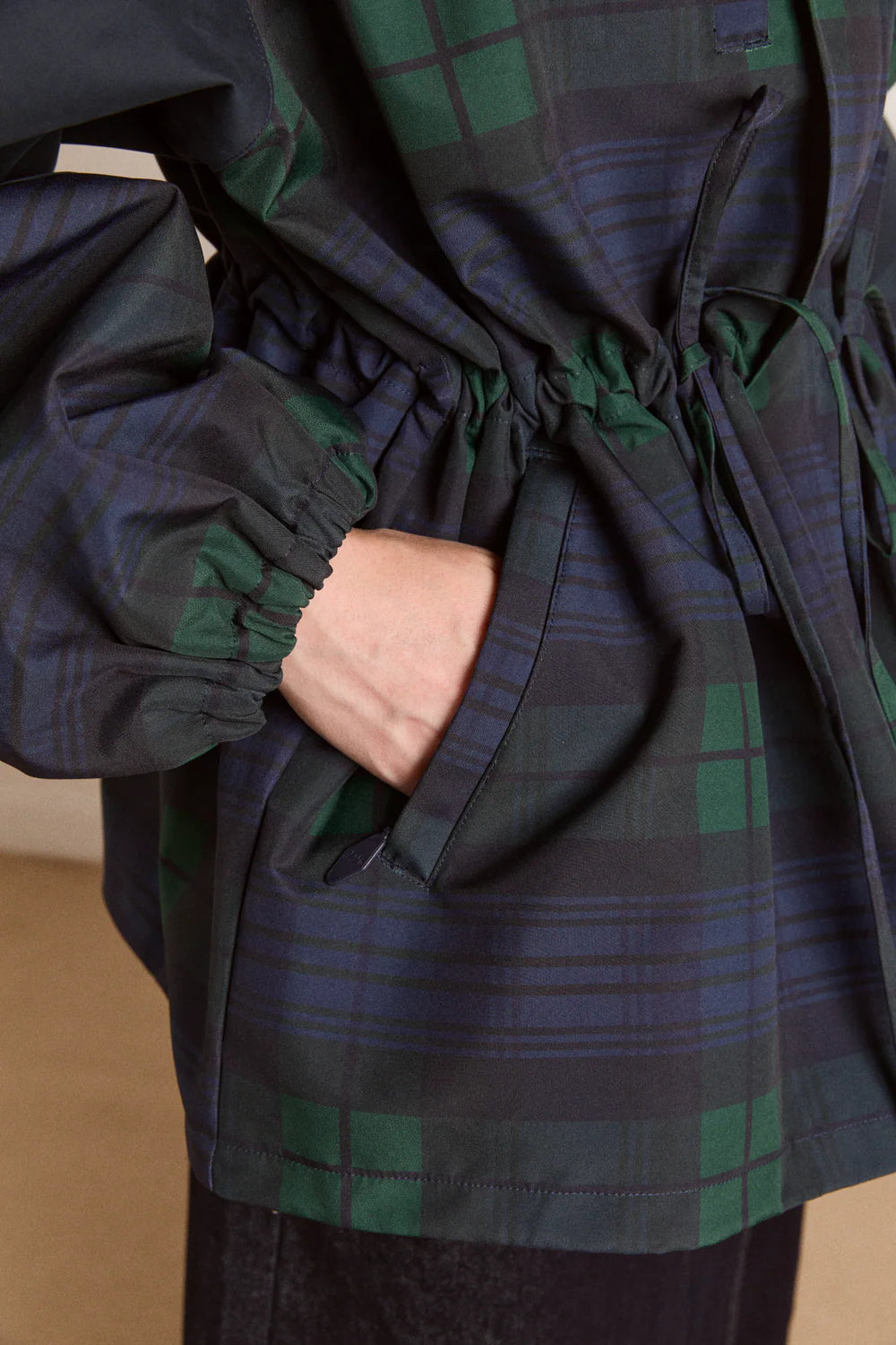 Damson Madder Liu Navy Check Raincoat - The Mercantile London