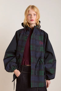 Damson Madder Liu Navy Check Raincoat - The Mercantile London