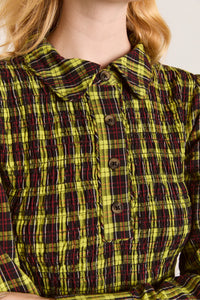 Damson Madder Hazel Yellow Check Midi Dress - The Mercantile London
