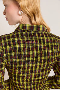 Damson Madder Hazel Yellow Check Midi Dress - The Mercantile London