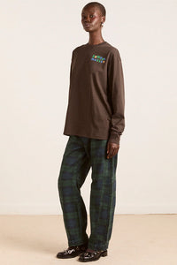 Damson Madder Patchwork Coffee Bean Long Sleeve Tee - The Mercantile London