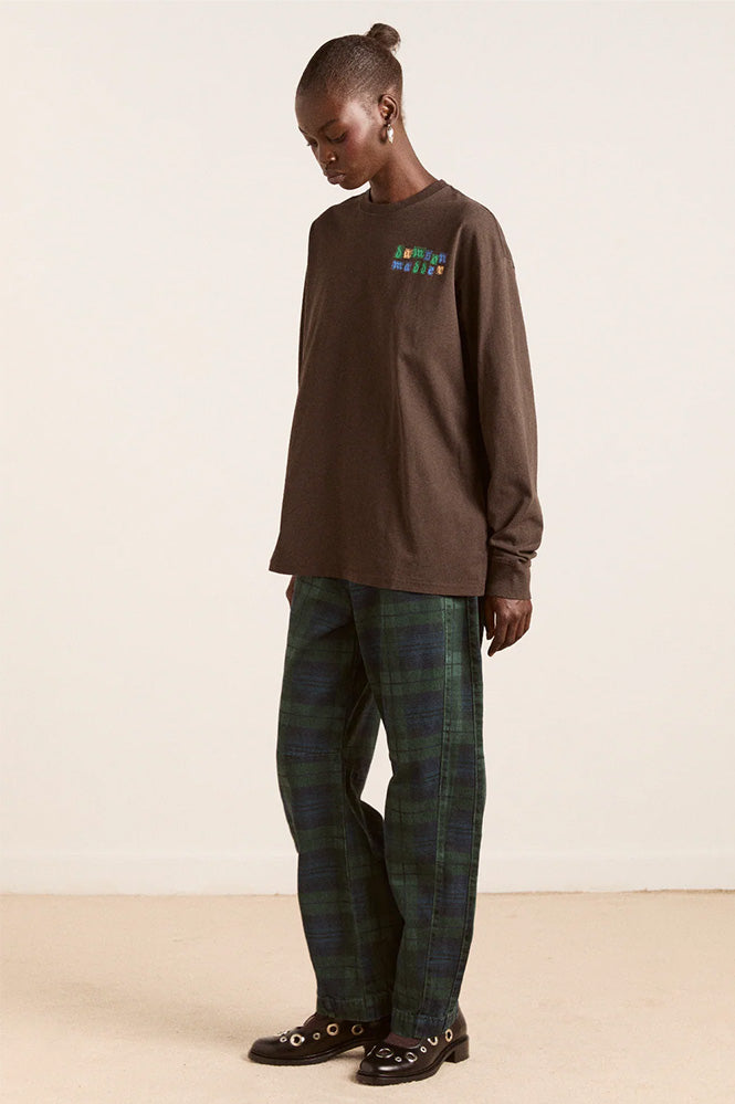 Damson Madder Patchwork Coffee Bean Long Sleeve Tee - The Mercantile London