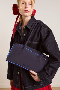 Damson Madder Lenny Large Navy Bowler Bag - The Mercantile London