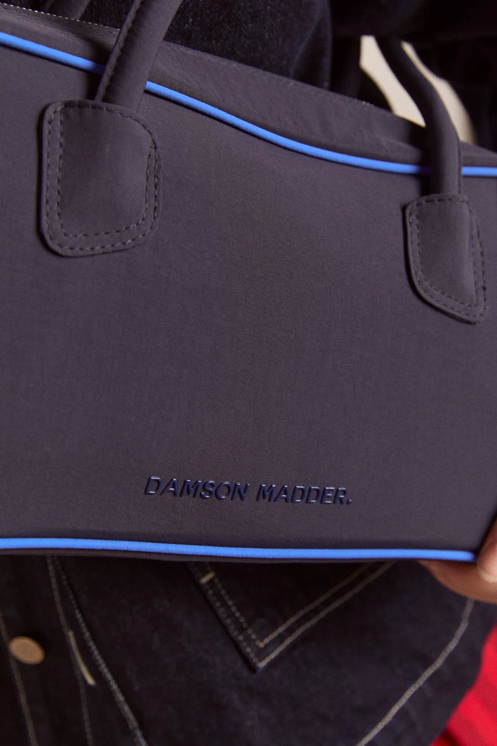 Damson Madder Lenny Large Navy Bowler Bag - The Mercantile London