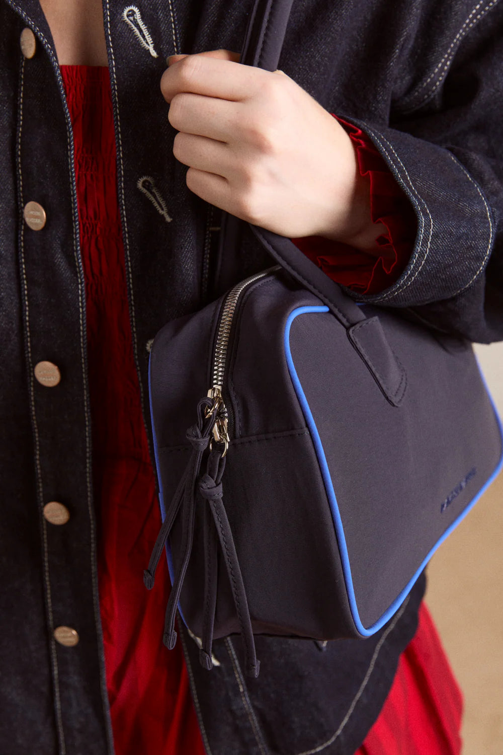 Damson Madder Lenny Large Navy Bowler Bag - The Mercantile London