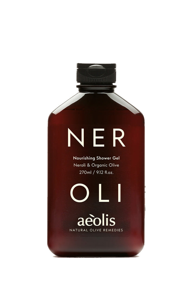 Bottle of aeolis Nourishing Shower Gel on a white background