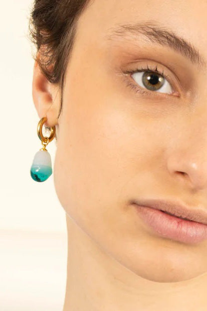 Sandralexandra Glass Pearl Aquamarine Earrings - The Mercantile London