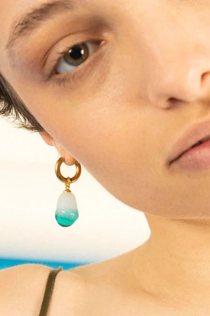 Sandralexandra Glass Pearl Aquamarine Earrings - The Mercantile London