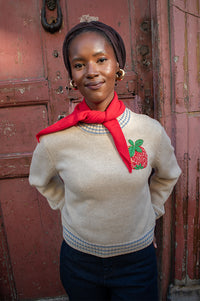 Stella Nova Soft Powder Apple Embroidered Wool Jumper - The Mercantile London