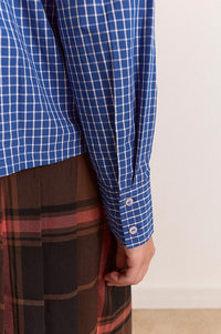Damson Madder Talia Blue Check Ruched Skirt