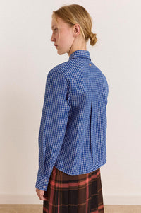 Damson Madder Talia Blue Check Ruched Skirt