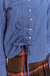 Damson Madder Talia Blue Check Ruched Skirt