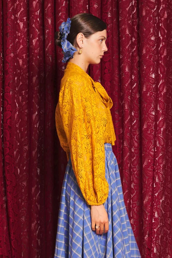 Sister Jane Aura Mustard Lace Bow Blouse