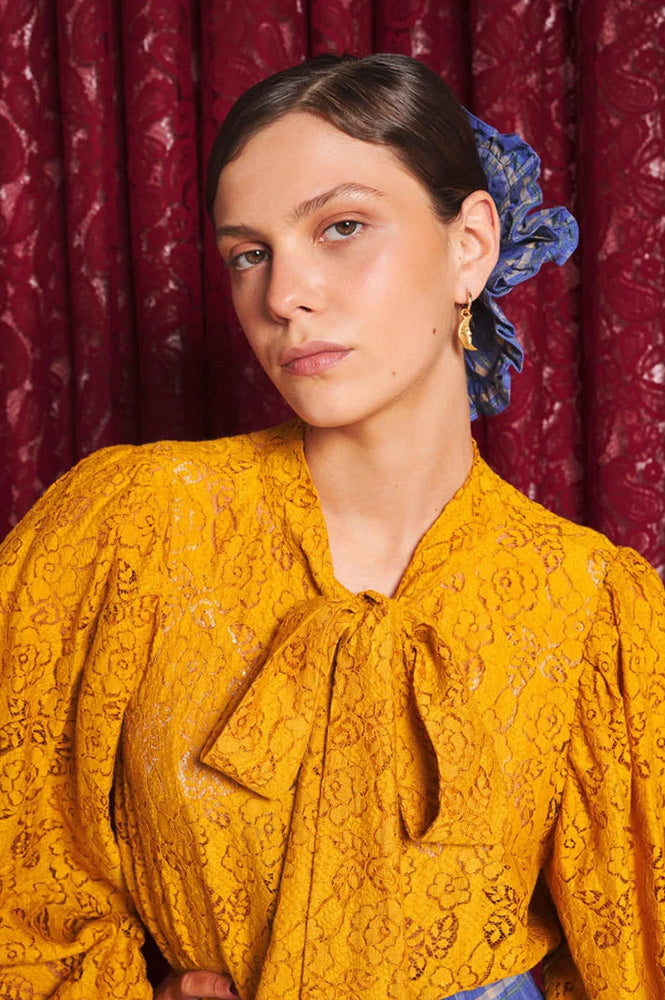 Sister Jane Aura Mustard Lace Bow Blouse