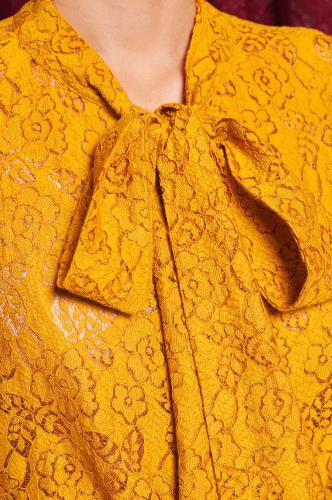 Sister Jane Aura Mustard Lace Bow Blouse