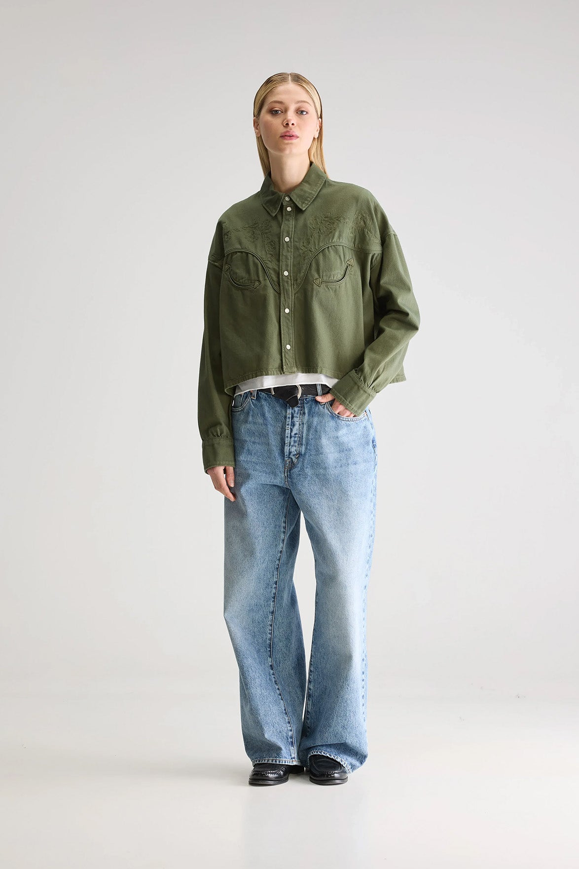 Bellerose Polaris Dusty Olive Denim Shirt - The Mercantile London