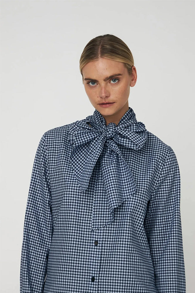 Stella Nova Blue Check Bow Shirt - The Mercantile London